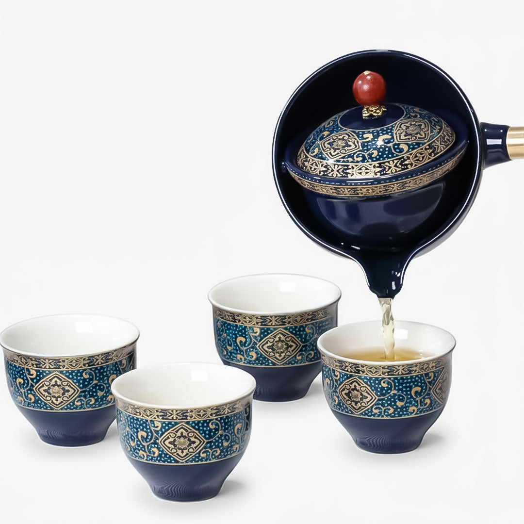 Keramisches Teekannen-Set - Rotierendes Design - Teesieb Inklusive