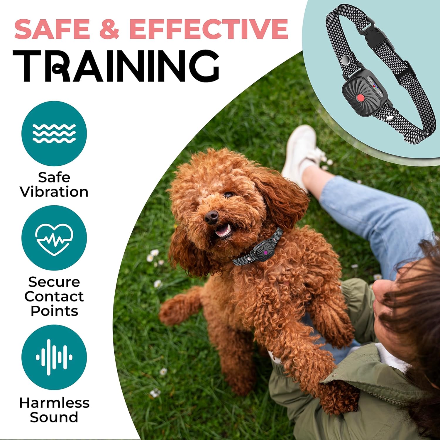 BelloSilent Antibellhalsband für kleine Hunde | Mit Ton & Vibration | IP87 Wasserdicht | Verstellbar & sanft im Training