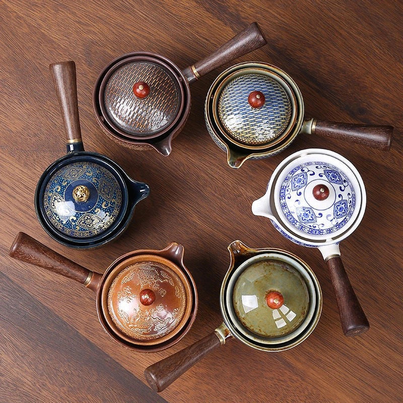 Keramisches Teekannen-Set - Rotierendes Design - Teesieb Inklusive