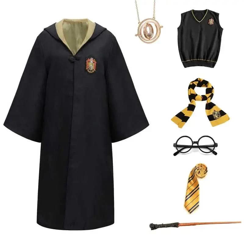 MAGICHOUSE – Hogwarts Zauberer Schüler Kostüm mit Robe, Zauberstab & Zubehör für Kinder & Erwachsene