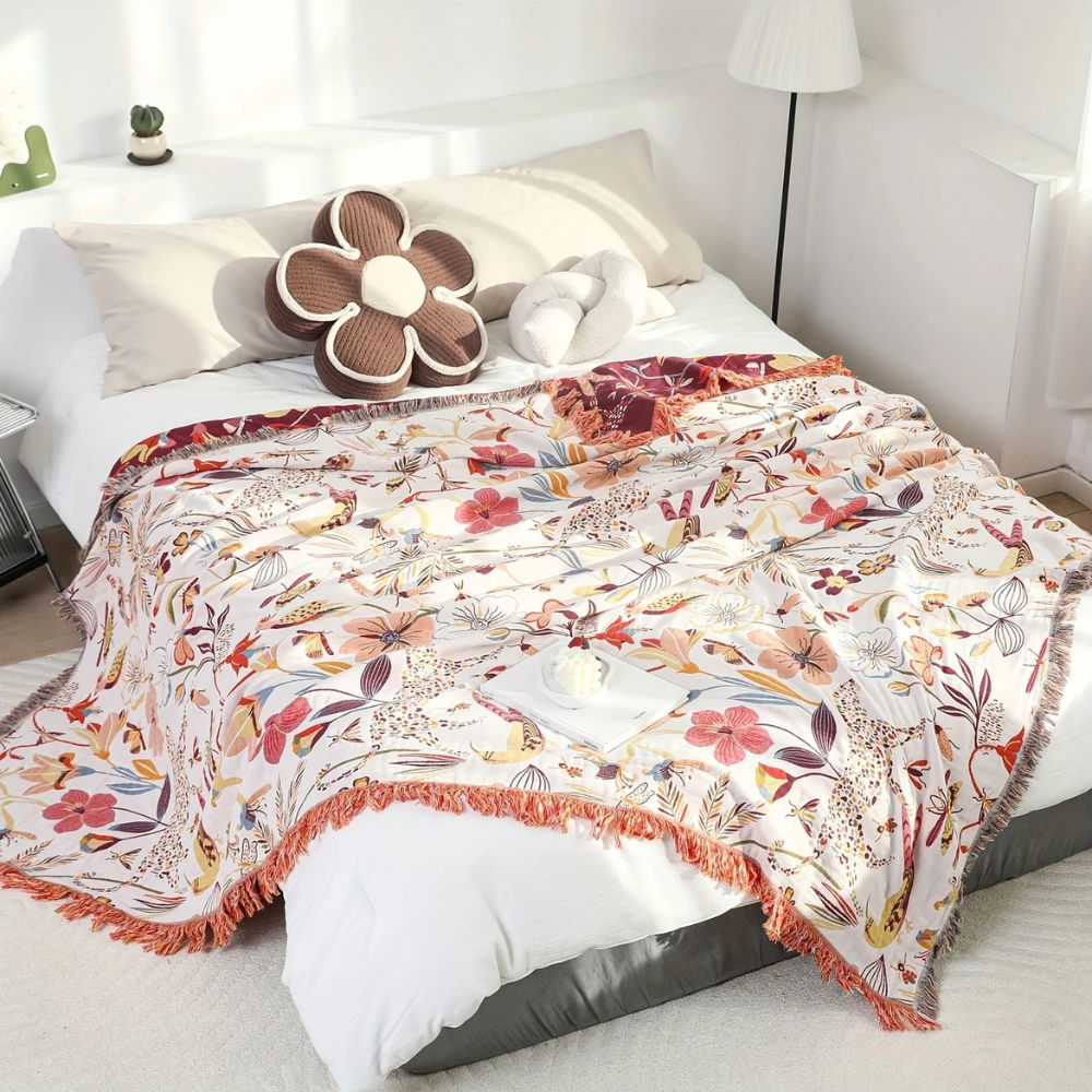 Jungle Bloom Wendedecke aus Baumwolle