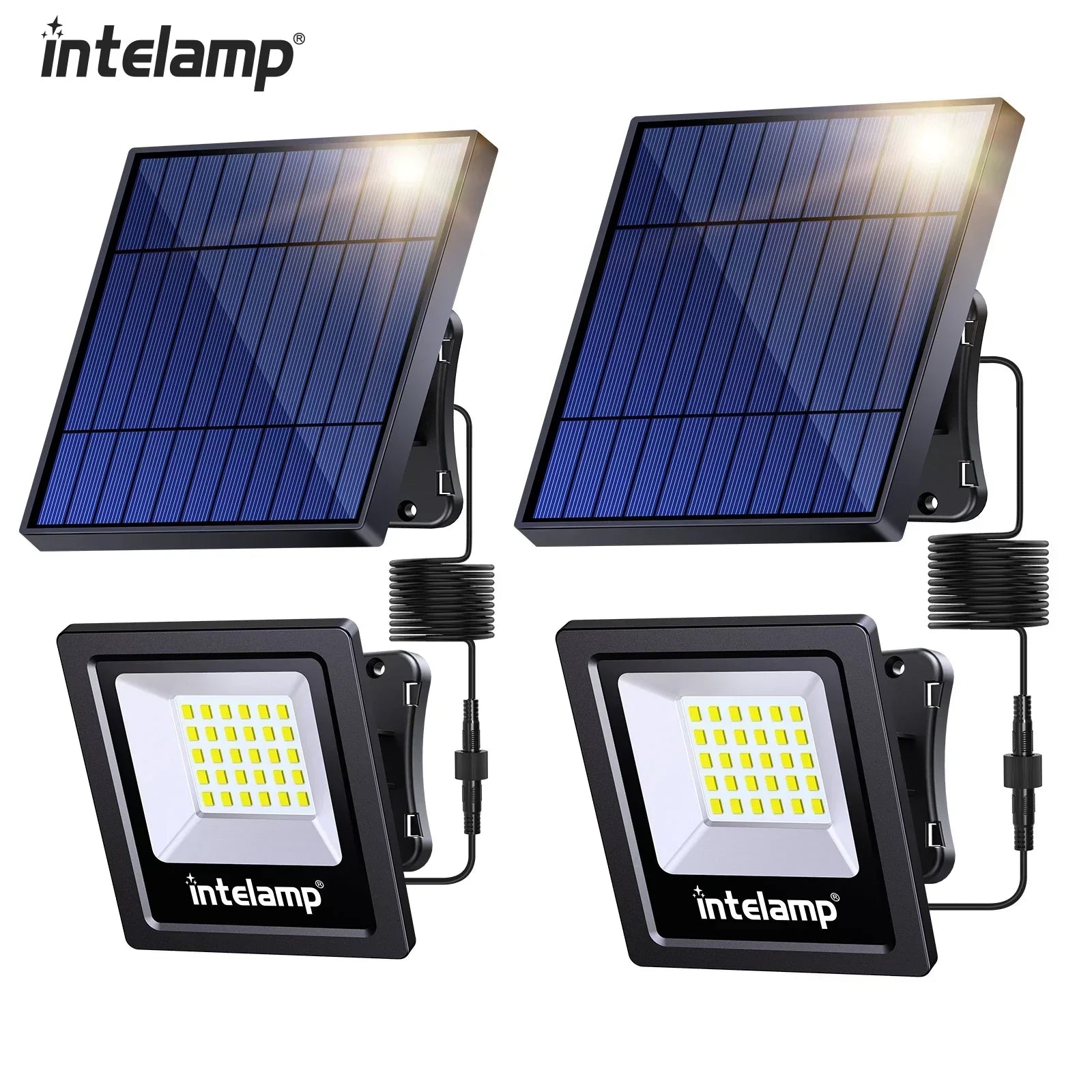 Solar LED Sicherheitsstrahler LumiSecure Duo | 2er-Pack | 1200LM Superhell | IP65 Wasserdicht | Garten, Hof & Terrasse