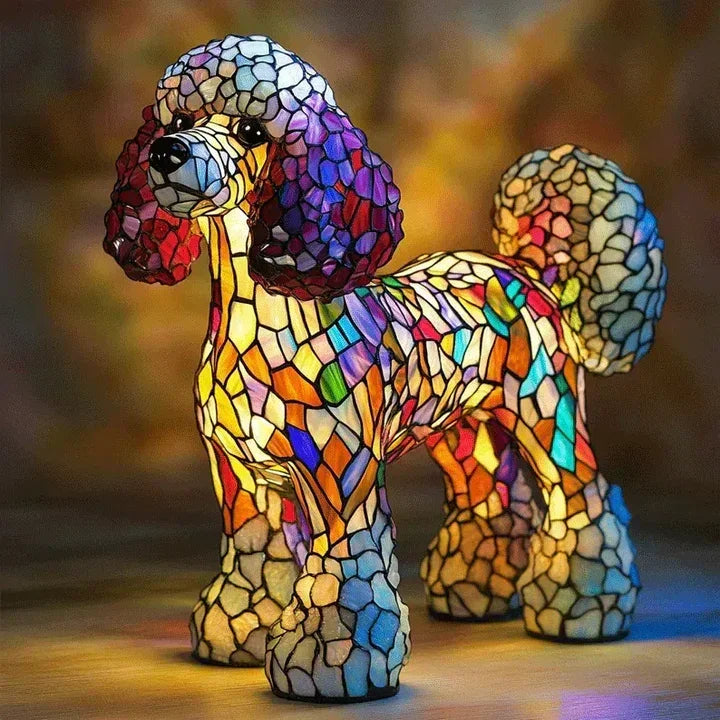 Buntglaslampe - Hundedesign - Tischlampen