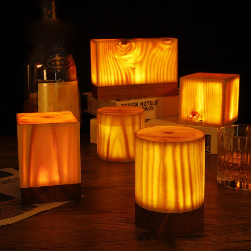 Tischlampe - Touch-Steuerung - Holzfinish