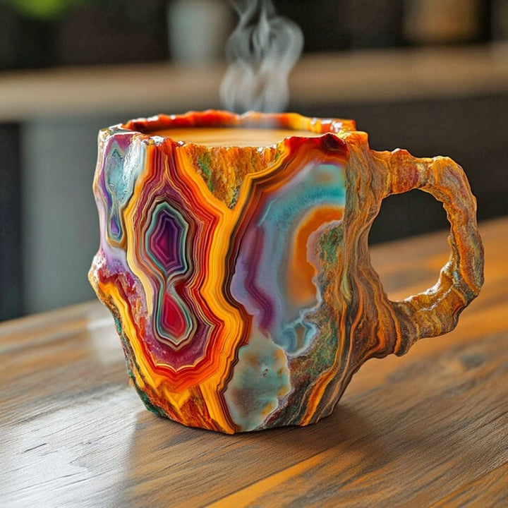 GlaceCup Kaffeetasse | Handgefertigt & Mineral-Kristall | Isolierend & Mikrowellenfest | 350–450 ml