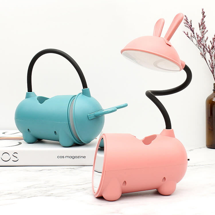 BunnyGlow Kreative LED Touch-Lampe mit Stifthalter | USB-Ladefunktion | Schreibtischlampe | Kinderzimmer Deko