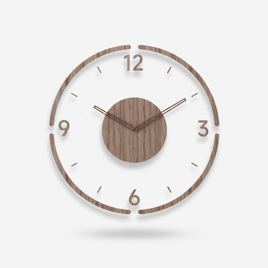 Holz Wanduhr - Minimalistisches Design - Lautloses Uhrwerk