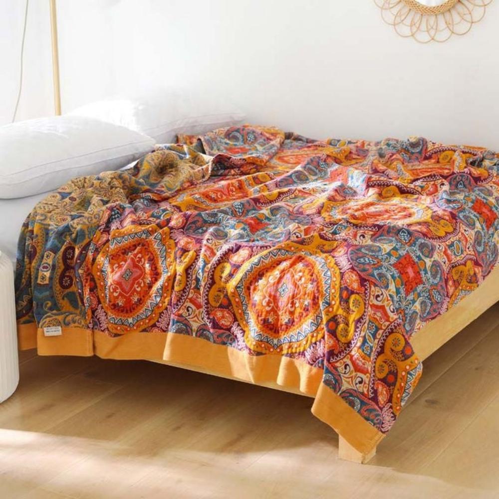 Sonnenaufgang Boho Wendedecke | 100% Baumwolldecke