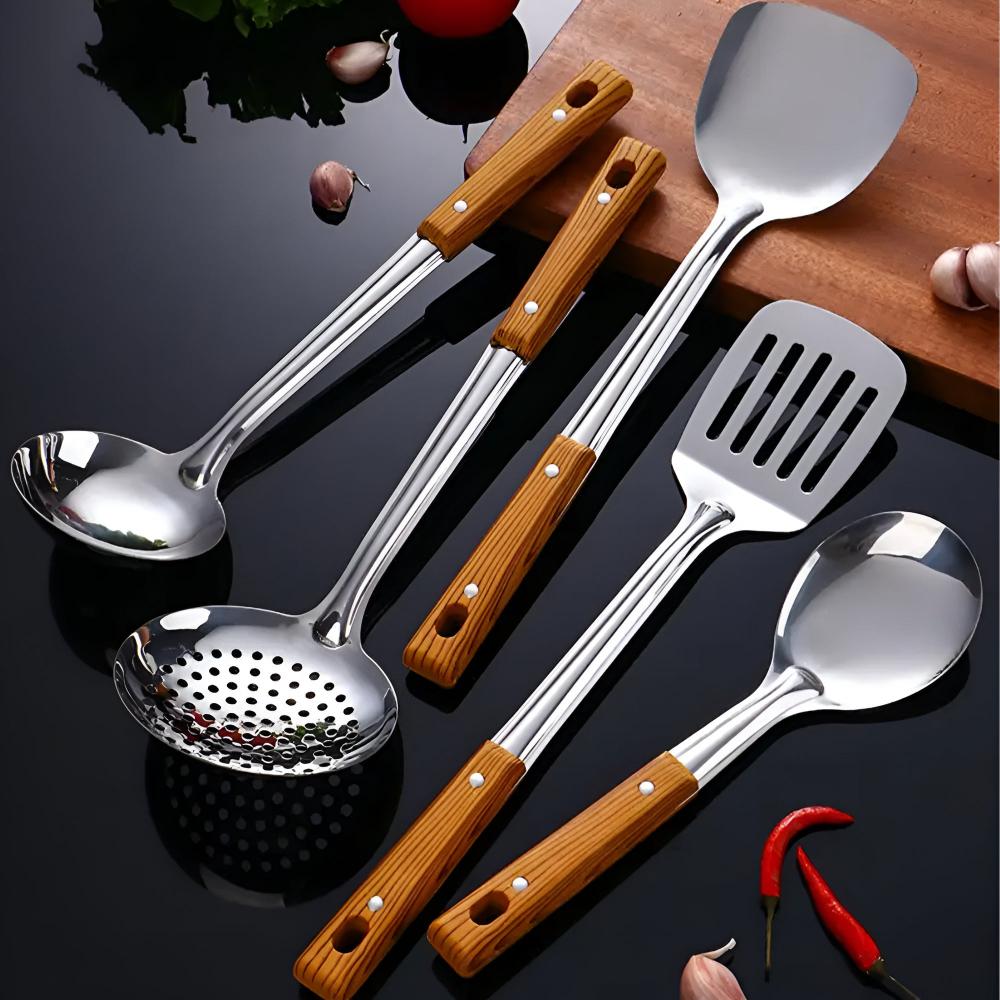 Klassisches Edelstahl-Küchenutensilien-Set (5 Sets)