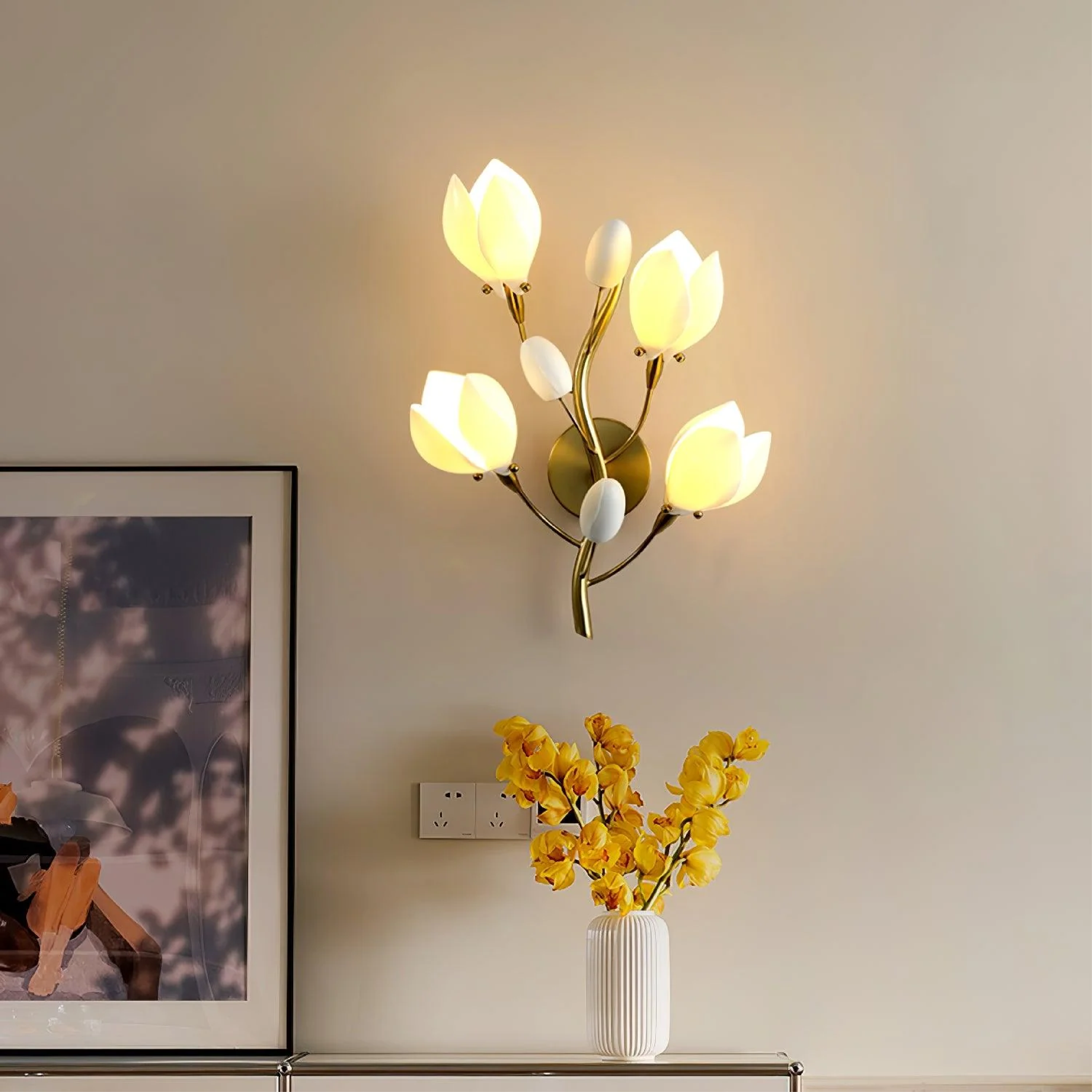 Keramische Blumen Wandleuchte