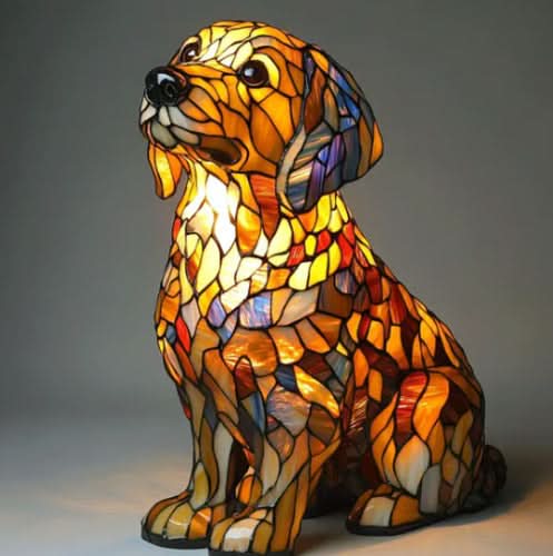SHIMMER STATUE – Künstlerische LED-Nachtlampe mit Hunderassen-Motiv