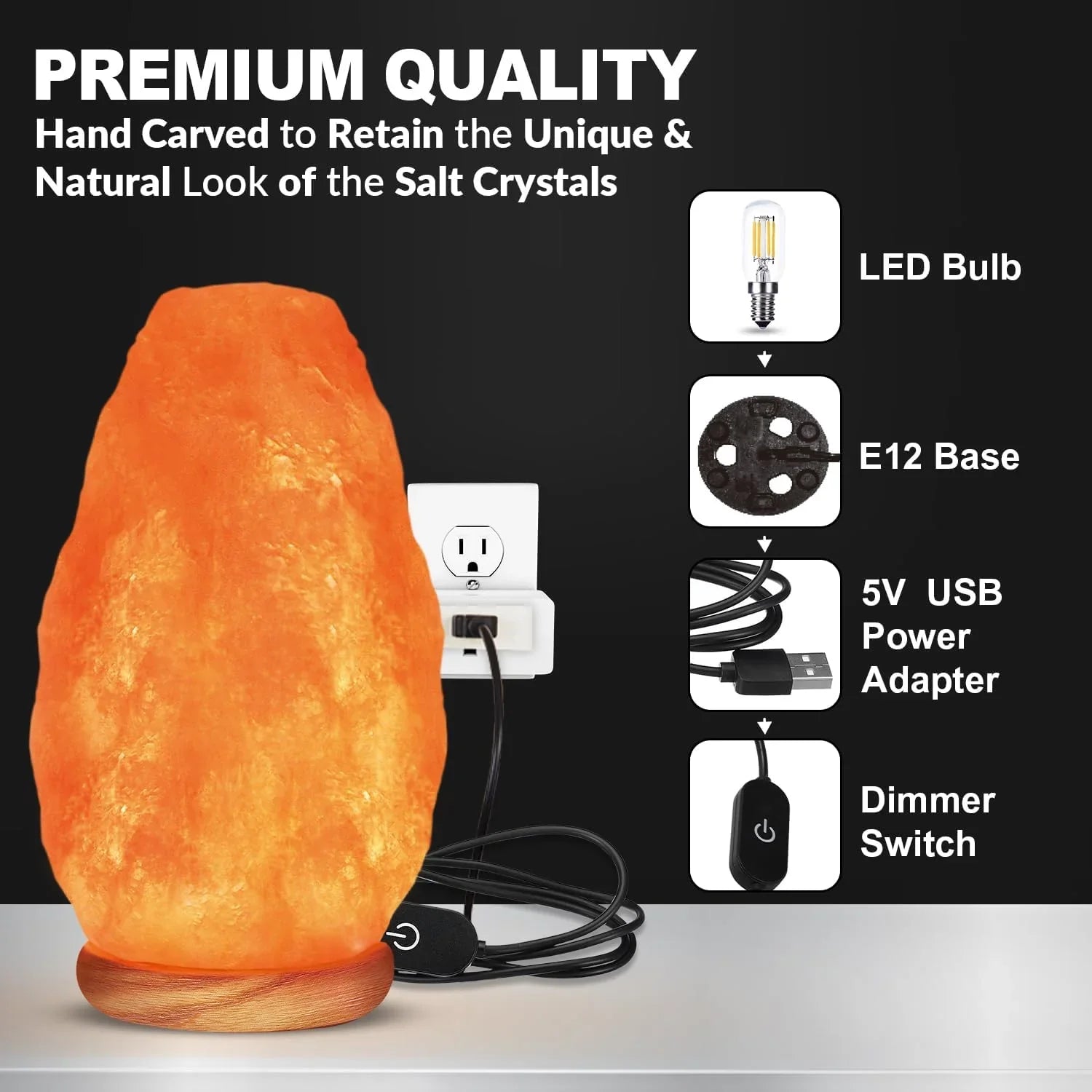 Himalaya-Salzlampe - USB-Betrieb - Kristall-Design