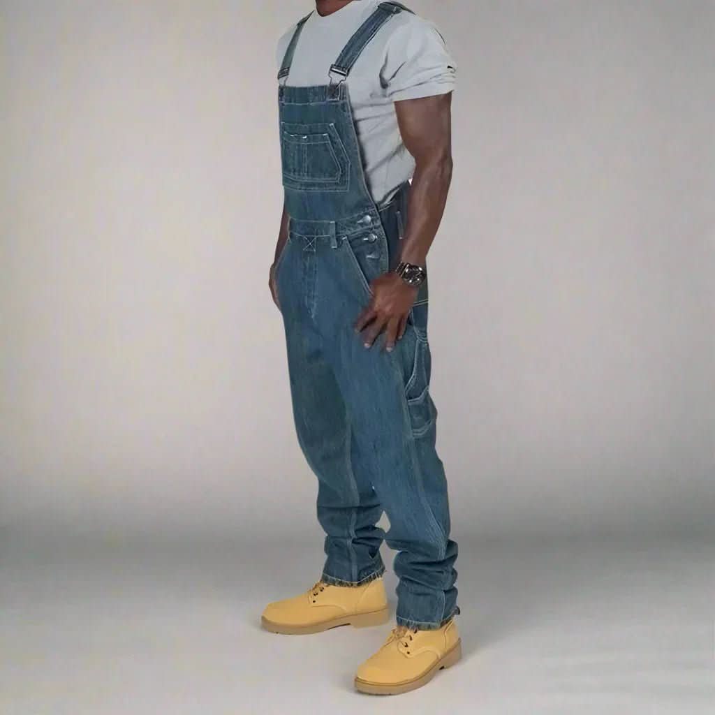 URBANOVER – Herren Denim Overall mit Einsätzen für einen lässigen Stil
