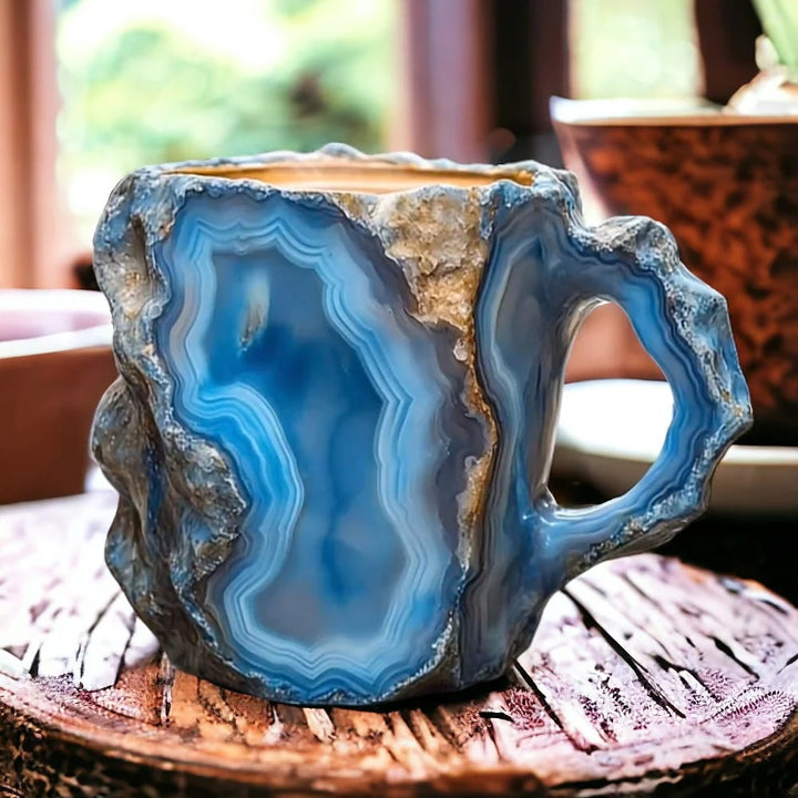 GlaceCup Kaffeetasse | Handgefertigt & Mineral-Kristall | Isolierend & Mikrowellenfest | 350–450 ml