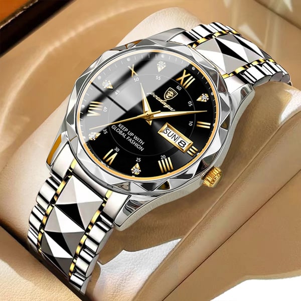 Modell 615 | Luxus-Herrenuhr | Japanisches MIYOTA-Quarzwerk | 316L Edelstahlgehäuse | Hardlex-Kristallglas | 3 ATM Wasserdicht | Lumineszierende Indizes & Datum