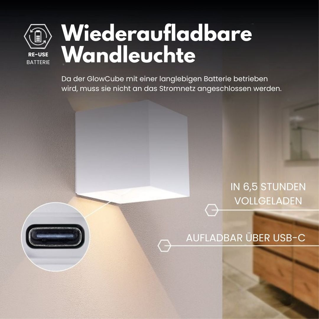 Kabellose Wandlampe für Innen und Außen | LED-Wandlampe mit Batterie und Sensor in Schwarz und Weiß