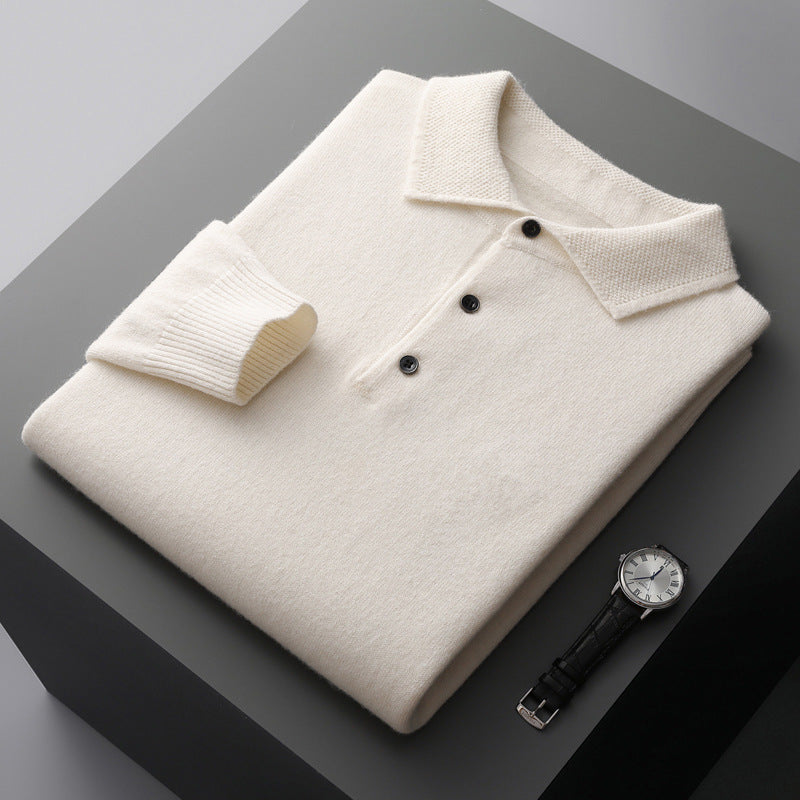 Weiches Kaschmir-Poloshirt mit Langarm | Herren